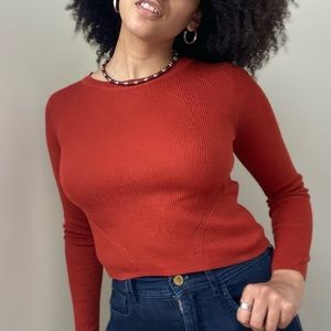 H&M burnt orange lightweight knit crop top